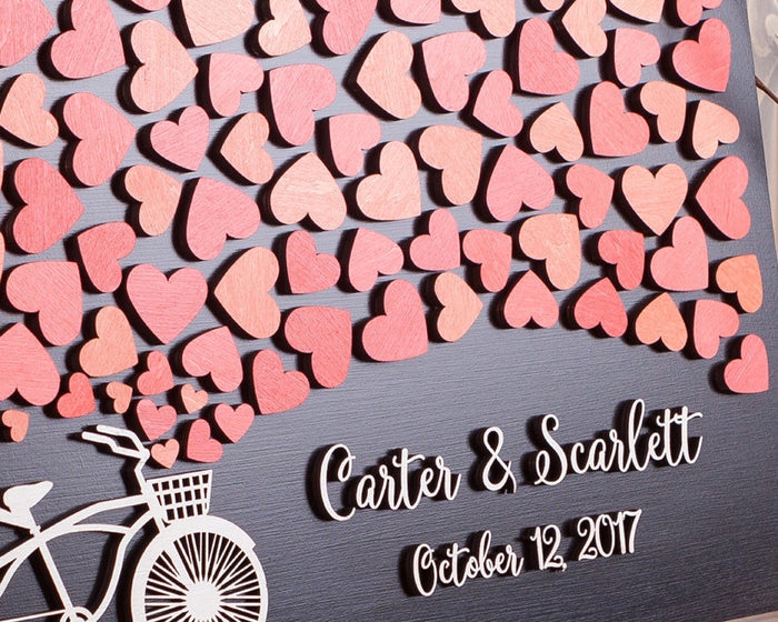 Personalized Wedding Guest Book Alternative-Rustic Sign-In Frame with Bicycle Theme