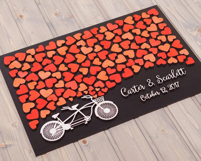 Personalized Wedding Guest Book Alternative-Rustic Sign-In Frame with Bicycle Theme