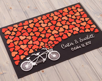 Personalized Wedding Guest Book Alternative-Rustic Sign-In Frame with Bicycle Theme