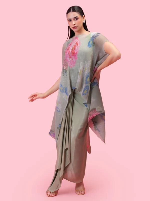 Designer Petals Breeze Kaftan and Drape Skirt