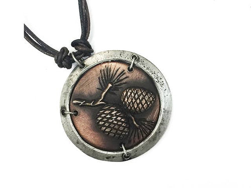Pewter Necklace - Pair of Pine Cones
