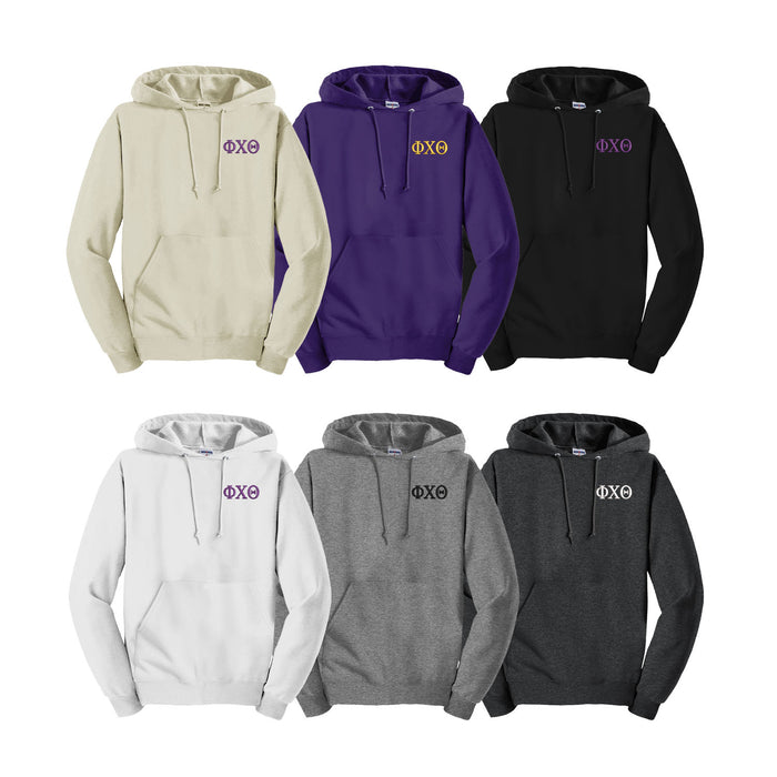 Phi Chi Theta Embroidered Hooded Pullover