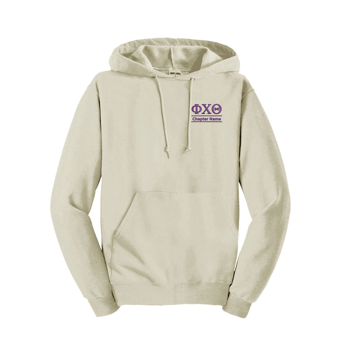 Phi Chi Theta Embroidered Hooded Sweatshirt - Chapter Name