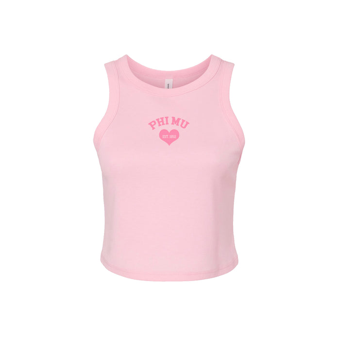 Phi Mu Cropped Tank Top - Women's Micro Rib Racer Crop Tank