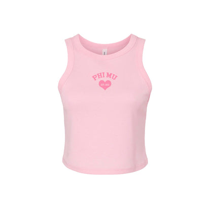 Phi Mu Cropped Tank Top - Women's Micro Rib Racer Crop Tank