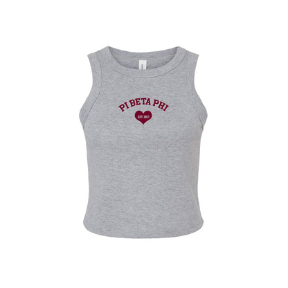 Pi Beta Phi Crop Tank Top - Women's Micro Rib Racer Tank - Pi Phi Sorority