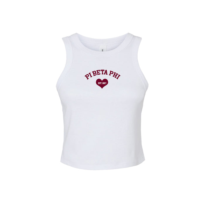 Pi Beta Phi Crop Tank Top - Women's Micro Rib Racer Tank - Pi Phi Sorority