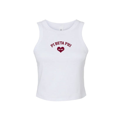 Pi Beta Phi Crop Tank Top - Women's Micro Rib Racer Tank - Pi Phi Sorority