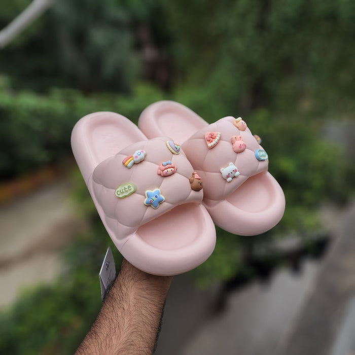 Pink Adorable embellishments Sliders - Maha fashions -  Women Footwear