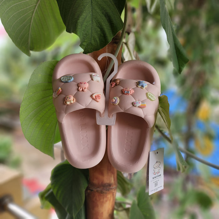 Pink Adorable embellishments Sliders - Maha fashions -  Women Footwear
