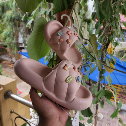 Pink Adorable embellishments Sliders - Maha fashions -  Women Footwear