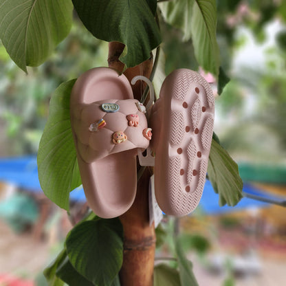 Pink Adorable embellishments Sliders - Maha fashions -  Women Footwear