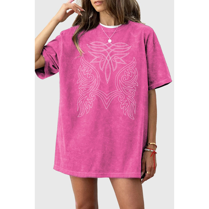 Pink Boot Stitch T Shirt