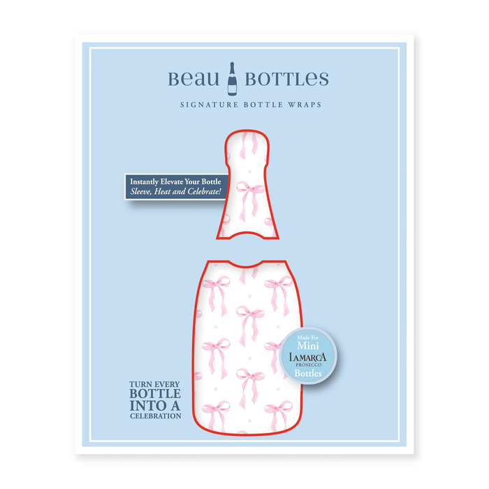 Pink Bows Mini Prosecco Signature Bottle Wraps - 6 Pack