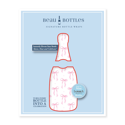Pink Bows Mini Prosecco Signature Bottle Wraps - 6 Pack