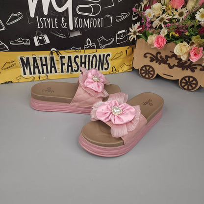 Pink Floral Slides - Maha fashions -  Women Footwear