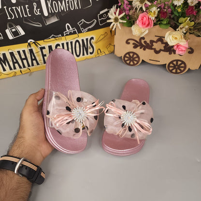 Pink Flower Slides - Maha fashions -  Women Footwear