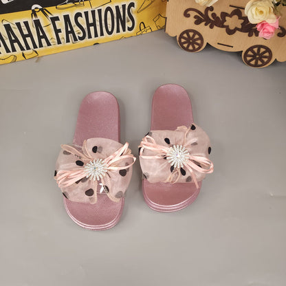 Pink Flower Slides - Maha fashions -  Women Footwear
