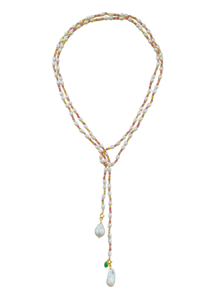 Pink Pearl Drift Long Necklace