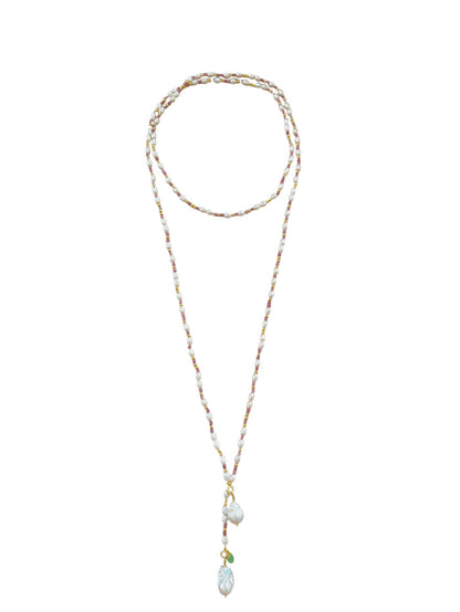 Pink Pearl Drift Long Necklace