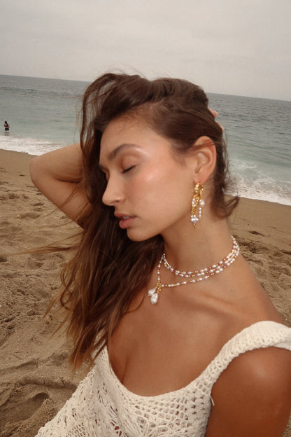 Pink Pearl Drift Long Necklace