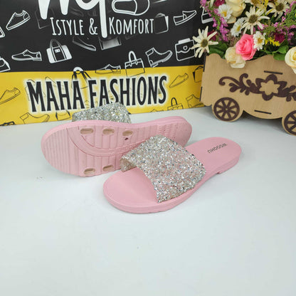 Pink Stud Slippers - Maha fashions -