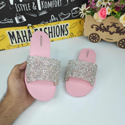 Pink Stud Slippers - Maha fashions -