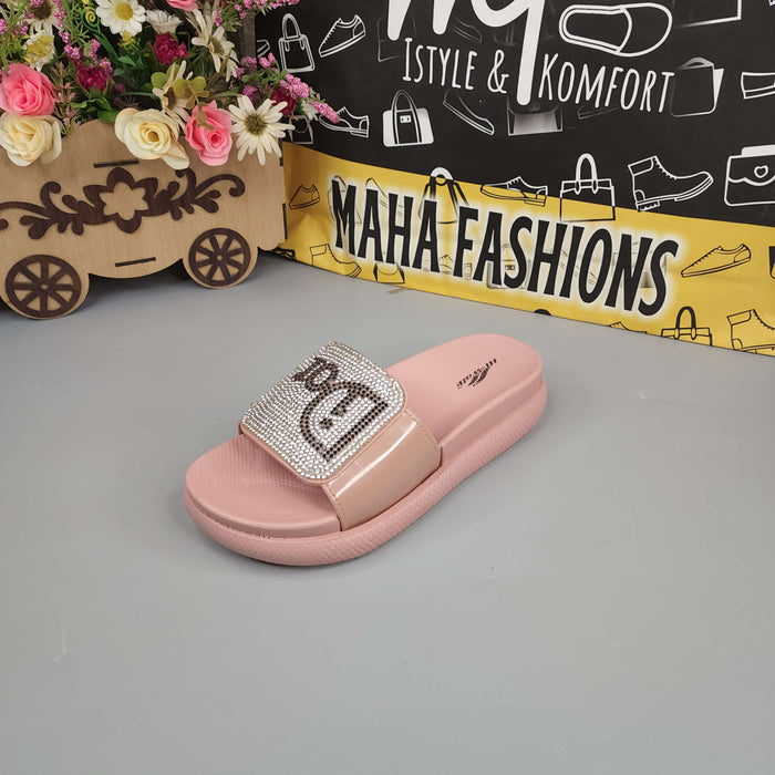 Pink Studs Wegde Slides - Maha fashions -  Women Footwear