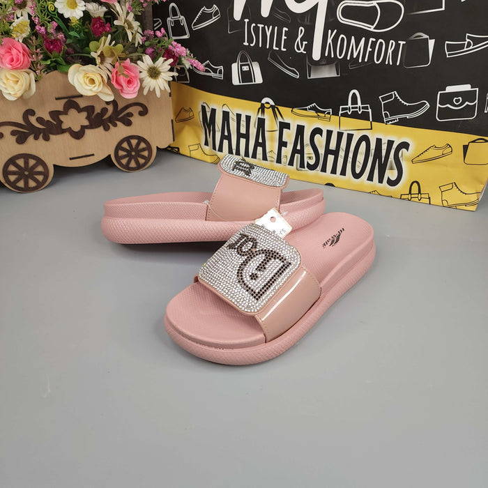 Pink Studs Wegde Slides - Maha fashions -  Women Footwear