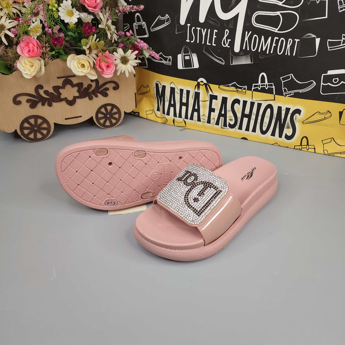 Pink Studs Wegde Slides - Maha fashions -  Women Footwear