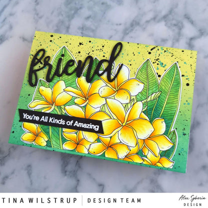 Plumeria Card Panel Digital Stamp - Alex Syberia Designs