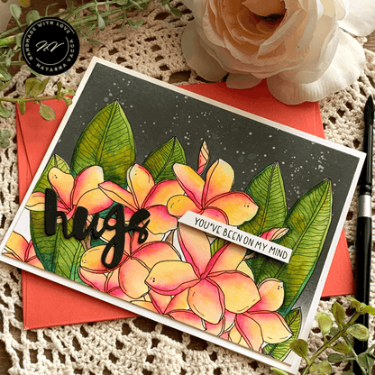 Plumeria Card Panel Digital Stamp - Alex Syberia Designs
