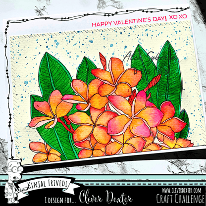 Plumeria Card Panel Digital Stamp - Alex Syberia Designs