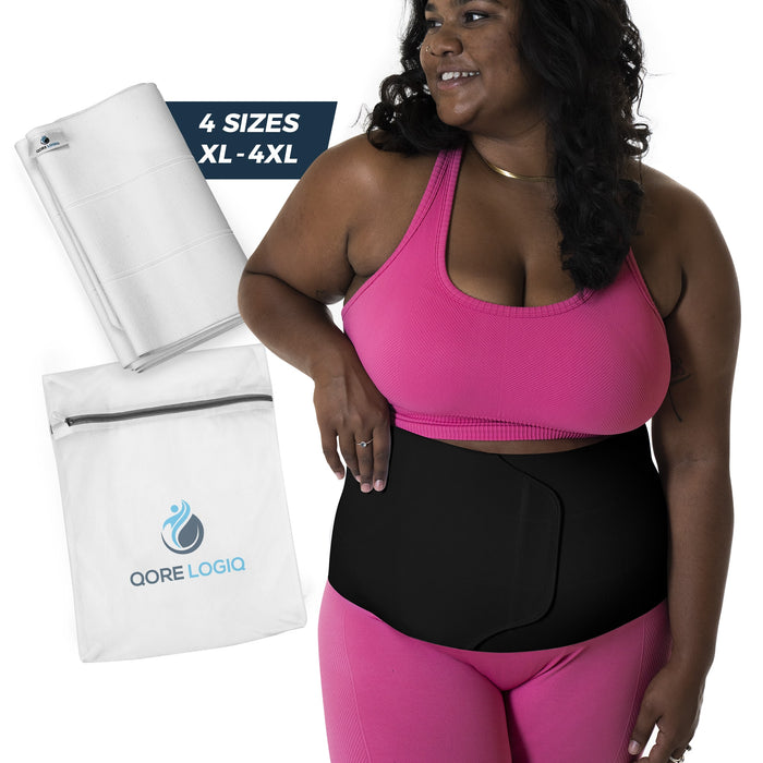 Plus Size 9 Inch Abdominal Binder - QORELOGIQ||color_black&fit9_inch