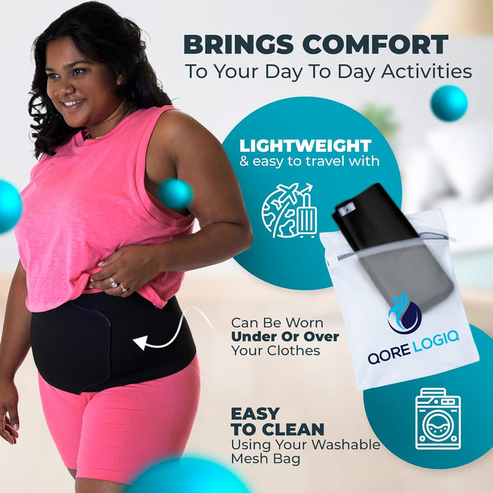 Plus Size 9 Inch Abdominal Binder - QORELOGIQ||color_black&fit9_inch