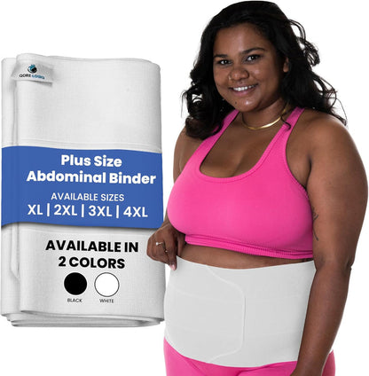 Plus Size 9 Inch Abdominal Binder - QORELOGIQ||color_white&fit9_inch