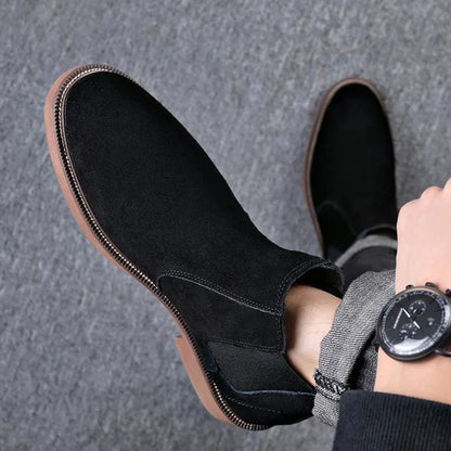 Plush-lined cowhide chelsea boots - AntoniosClothing - Brown (with fur)