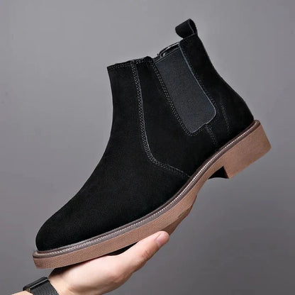 Plush-lined cowhide chelsea boots - AntoniosClothing - Black (with fur)