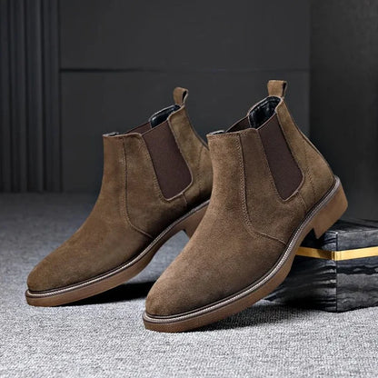 Plush-lined cowhide chelsea boots - AntoniosClothing - Brown (with fur)