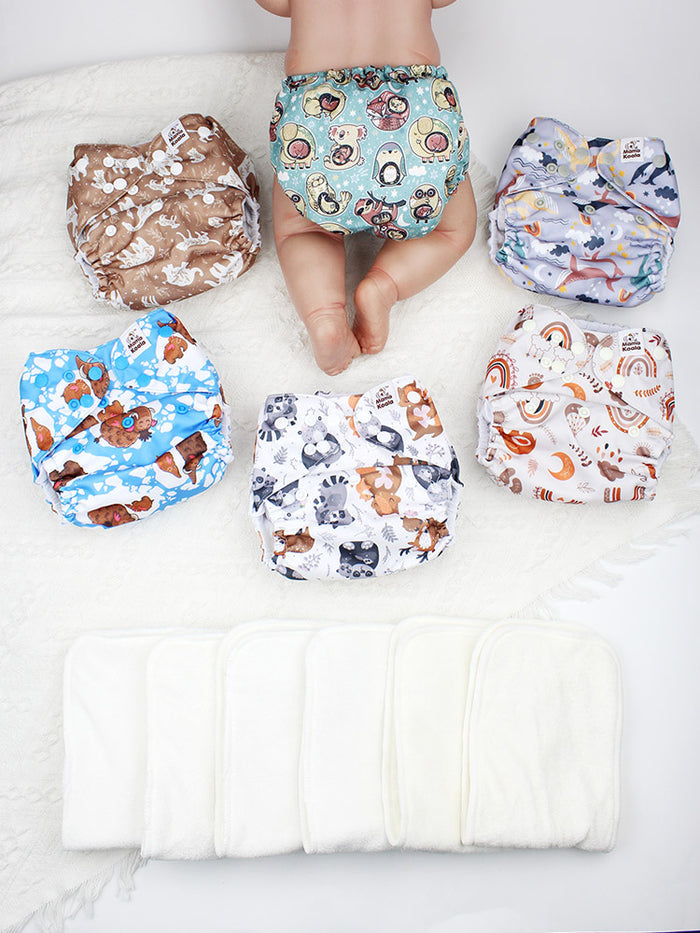 POCKET DIAPER 3.0 WITH INSERTS - 6 PACK(A-Animals' Love)