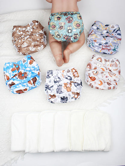 POCKET DIAPER 3.0 WITH INSERTS - 6 PACK(A-Animals' Love)