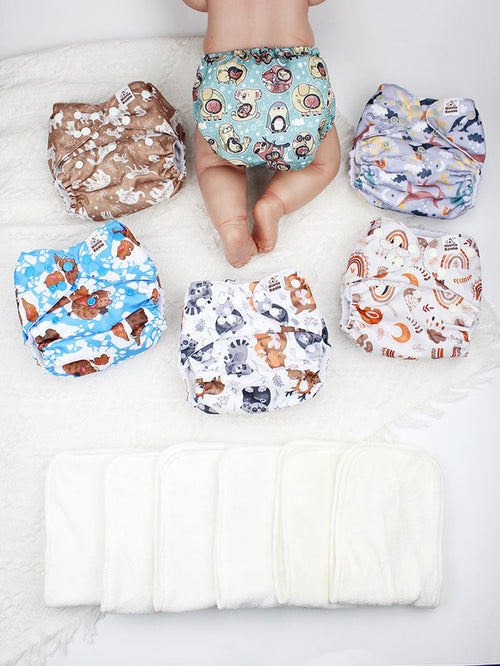 POCKET DIAPER 3.0 WITH INSERTS - 6 PACK(A-Animals' Love)