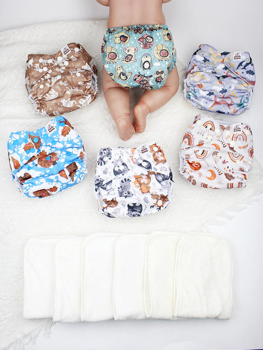 POCKET DIAPER 3.0 WITH INSERTS - 6 PACK(A-Animals' Love)