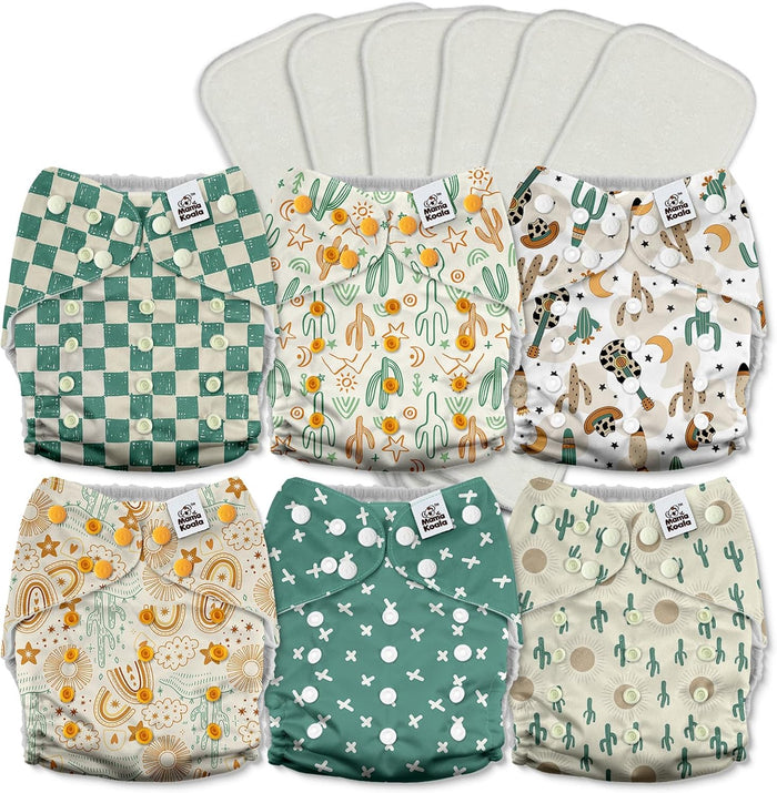 POCKET DIAPER 3.0 WITH INSERTS - 6 PACK(A-Desert Oasis)