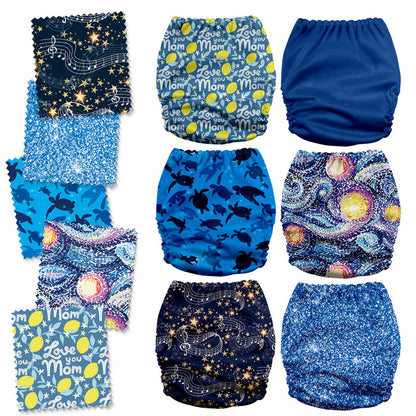 POCKET DIAPER 3.0 WITH INSERTS - 6 PACK(A-Dreamy Sky)