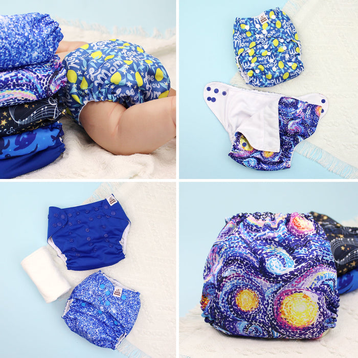 POCKET DIAPER 3.0 WITH INSERTS - 6 PACK(A-Dreamy Sky)