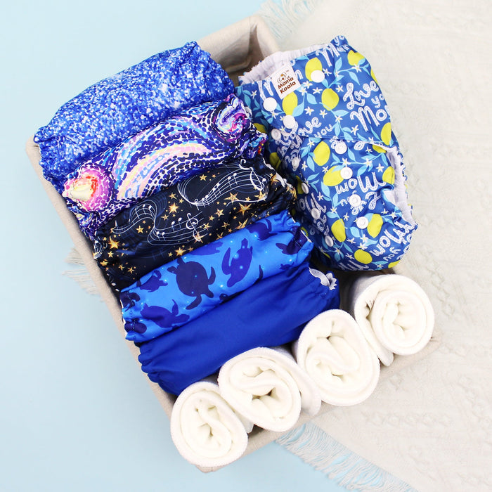 POCKET DIAPER 3.0 WITH INSERTS - 6 PACK(A-Dreamy Sky)
