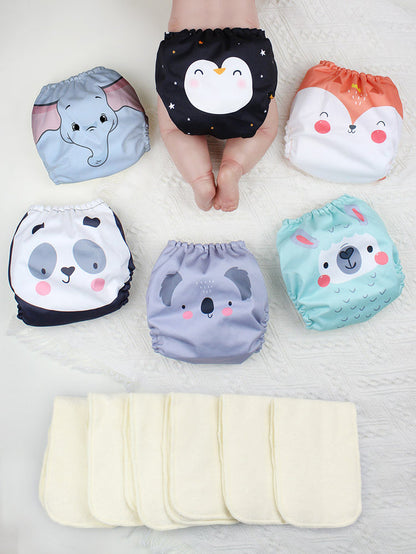 POCKET DIAPER 3.0 WITH INSERTS - 6 PACK(A-Kiss Animals)