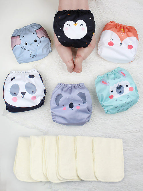 POCKET DIAPER 3.0 WITH INSERTS - 6 PACK(A-Kiss Animals)
