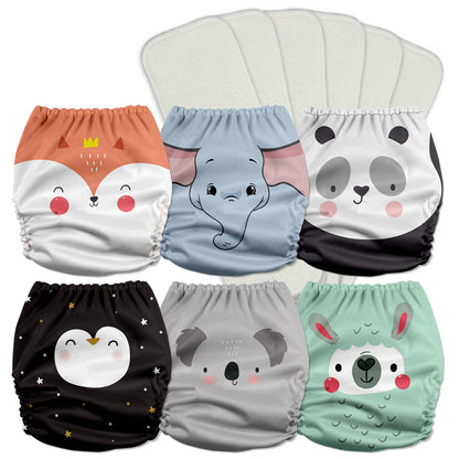 POCKET DIAPER 3.0 WITH INSERTS - 6 PACK(A-Kiss Animals)
